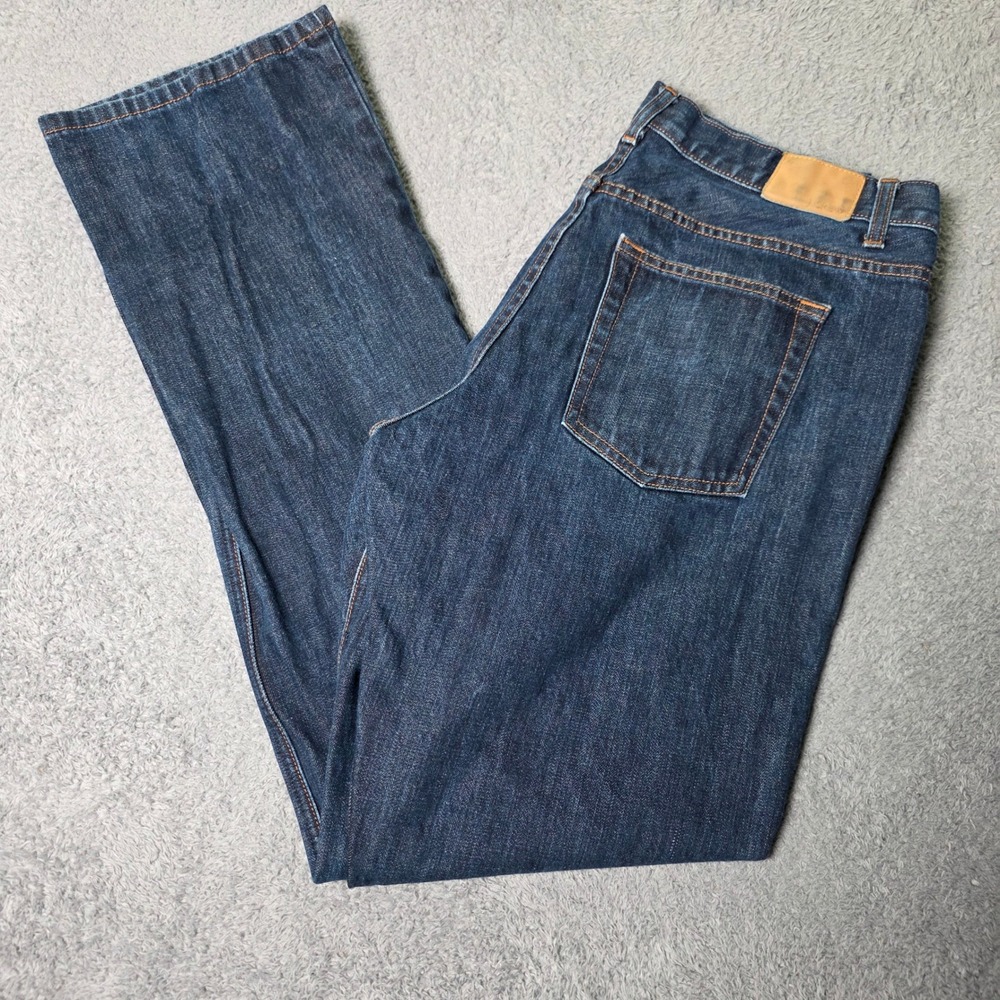 J.Crew Mens 35 Straight Leg Jeans Dark Wash Indigo 100% Cotton Button Fly